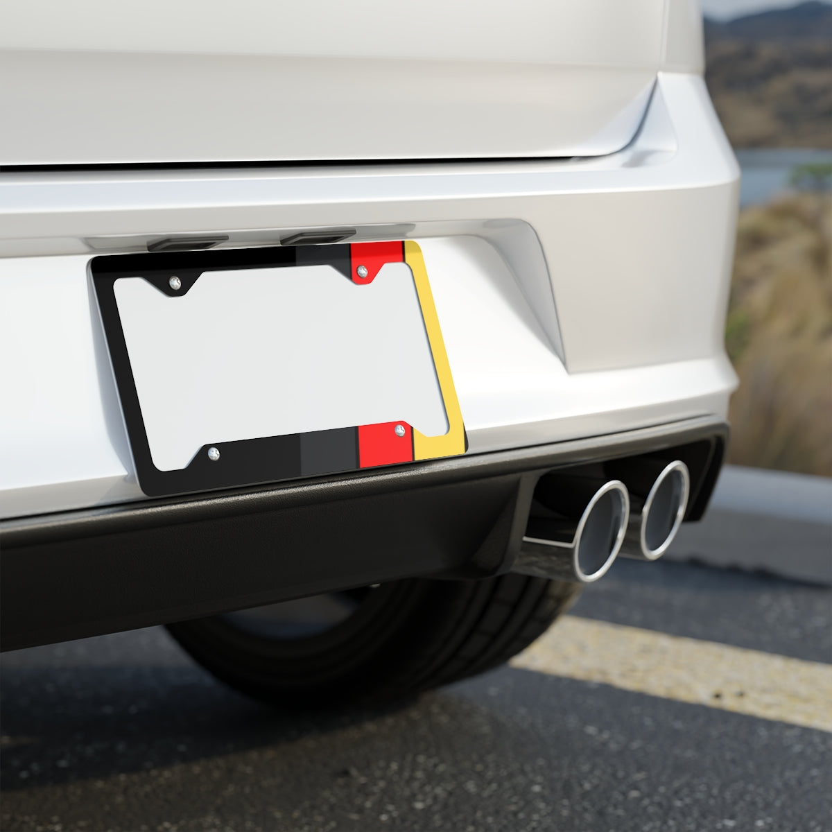 Bimmer M Wide Stripes Metal License Plate Frame - Germany