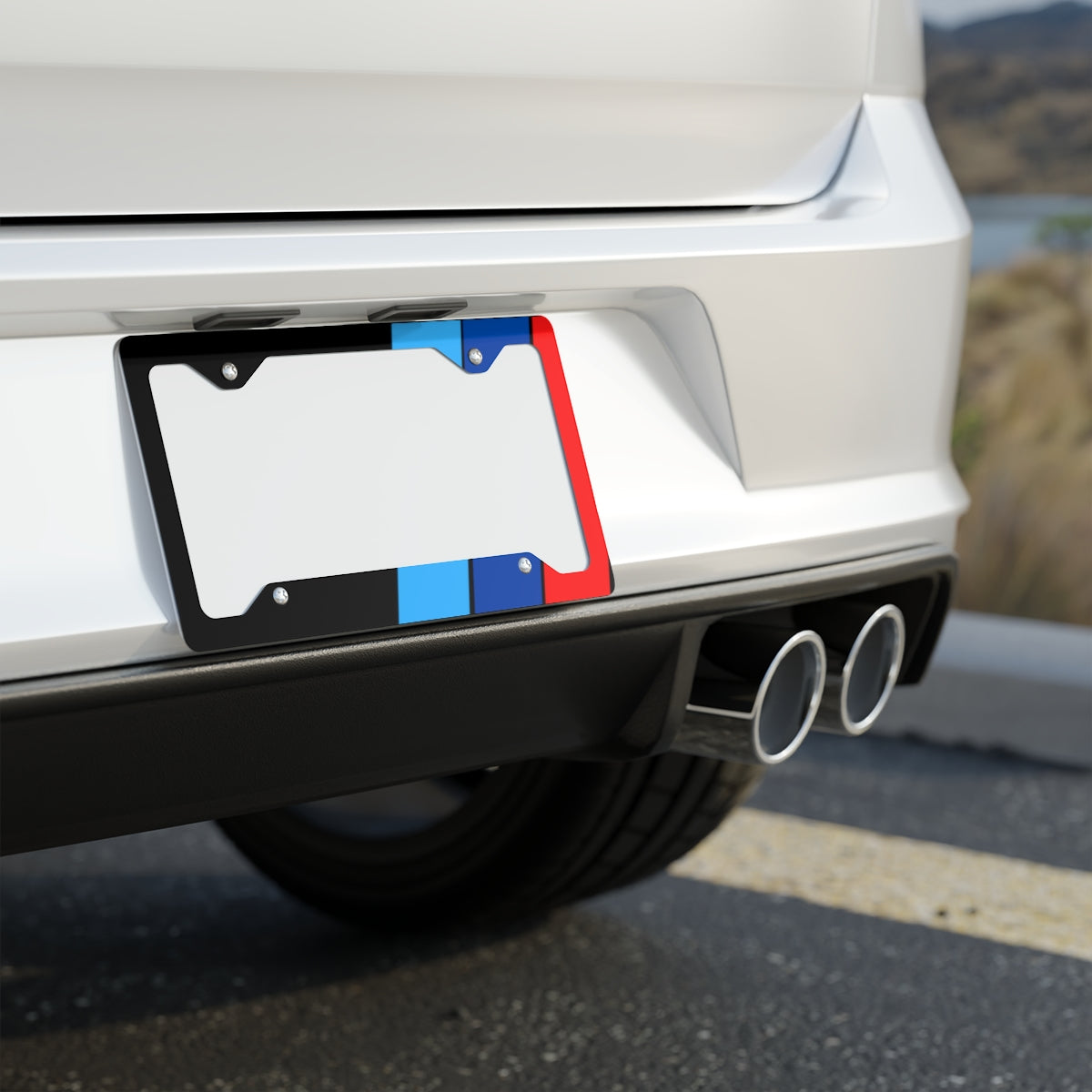Bimmer M Wide Stripes Metal License Plate Frame