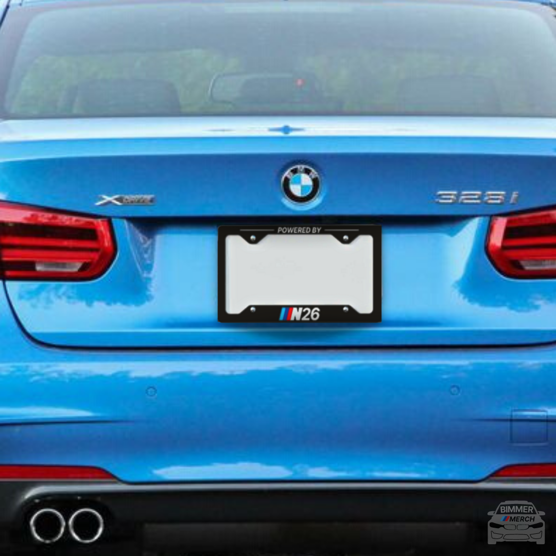 Powered By N63 Metal License Plate Frame